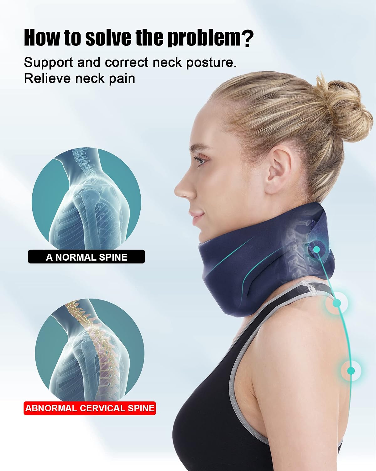 Neck Brace for Sleeping - Cervical Collar Relief Neck Pain and Neck Support Soft Foam Wraps Keep Vertebrae Stable for Relief of Cervical Spine Pressure
