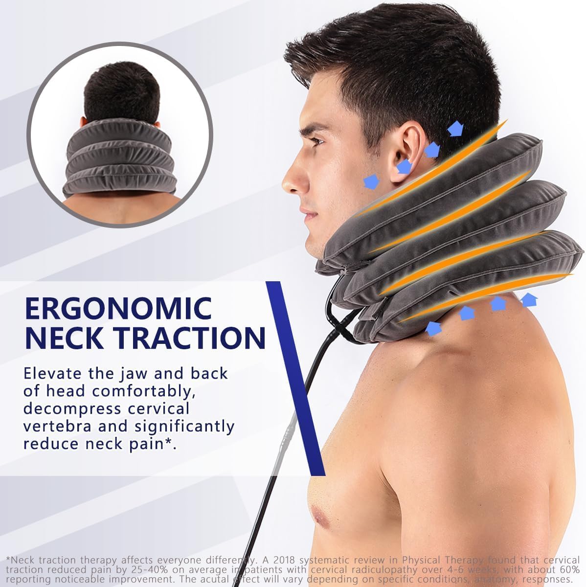 Cervical Neck Traction Device for Instant Neck Pain Relief - Inflatable & Adjustable Neck Stretcher Neck Support Brace, Neck Traction Pillow