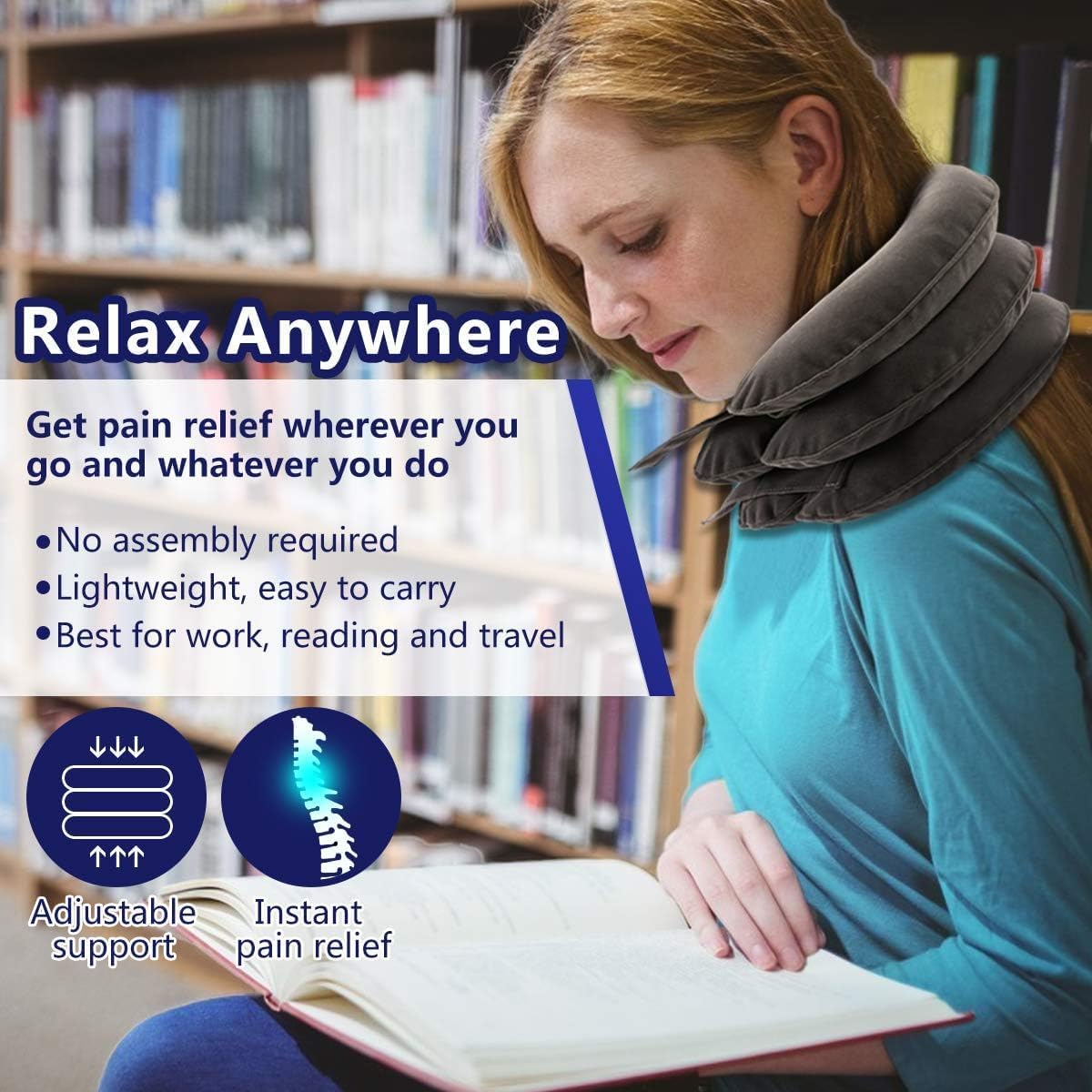 Cervical Neck Traction Device for Instant Neck Pain Relief - Inflatable & Adjustable Neck Stretcher Neck Support Brace, Neck Traction Pillow