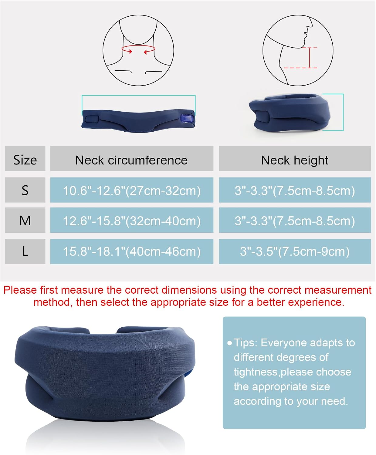 Neck Brace for Sleeping - Cervical Collar Relief Neck Pain and Neck Support Soft Foam Wraps Keep Vertebrae Stable for Relief of Cervical Spine Pressure