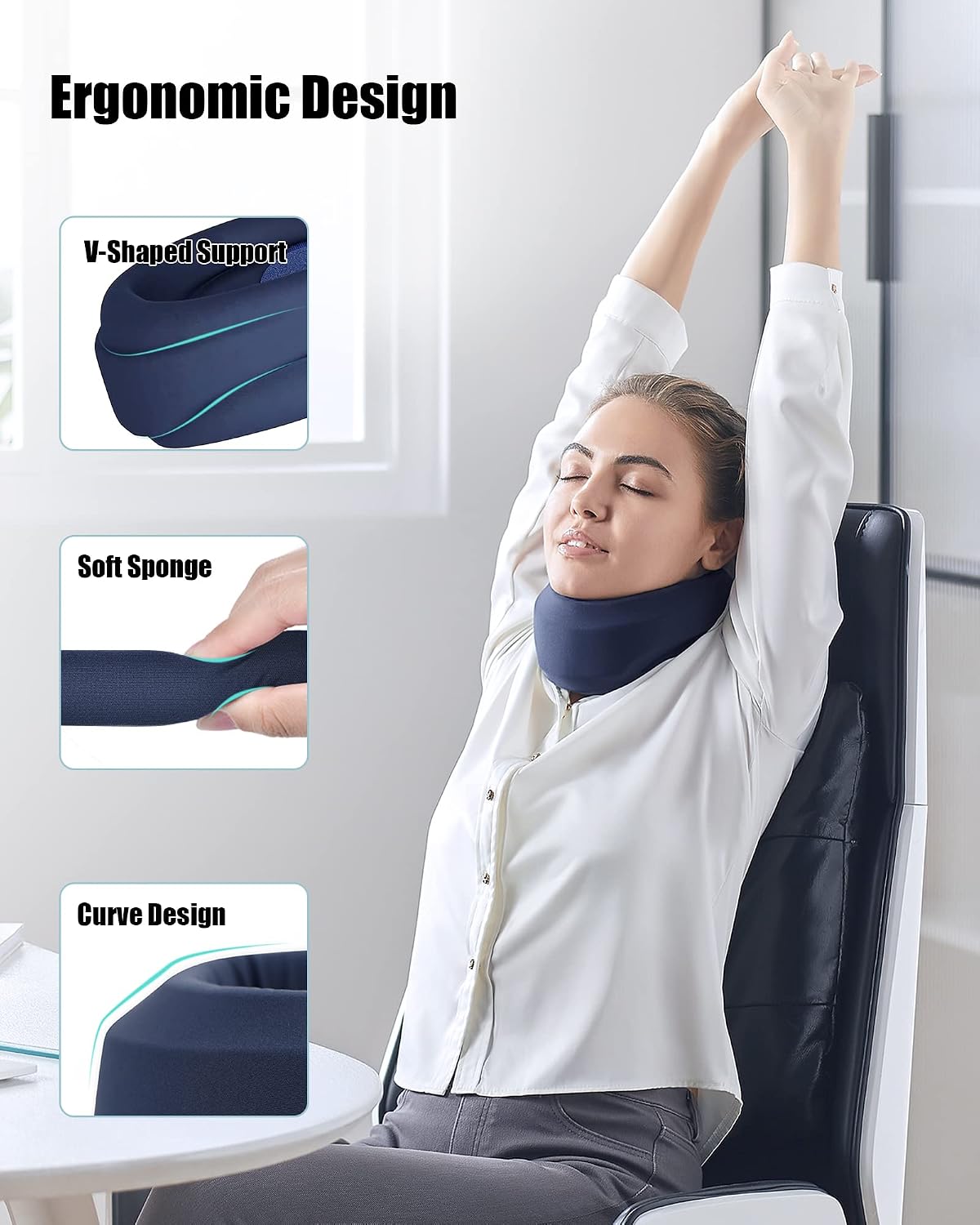 Neck Brace for Sleeping - Cervical Collar Relief Neck Pain and Neck Support Soft Foam Wraps Keep Vertebrae Stable for Relief of Cervical Spine Pressure