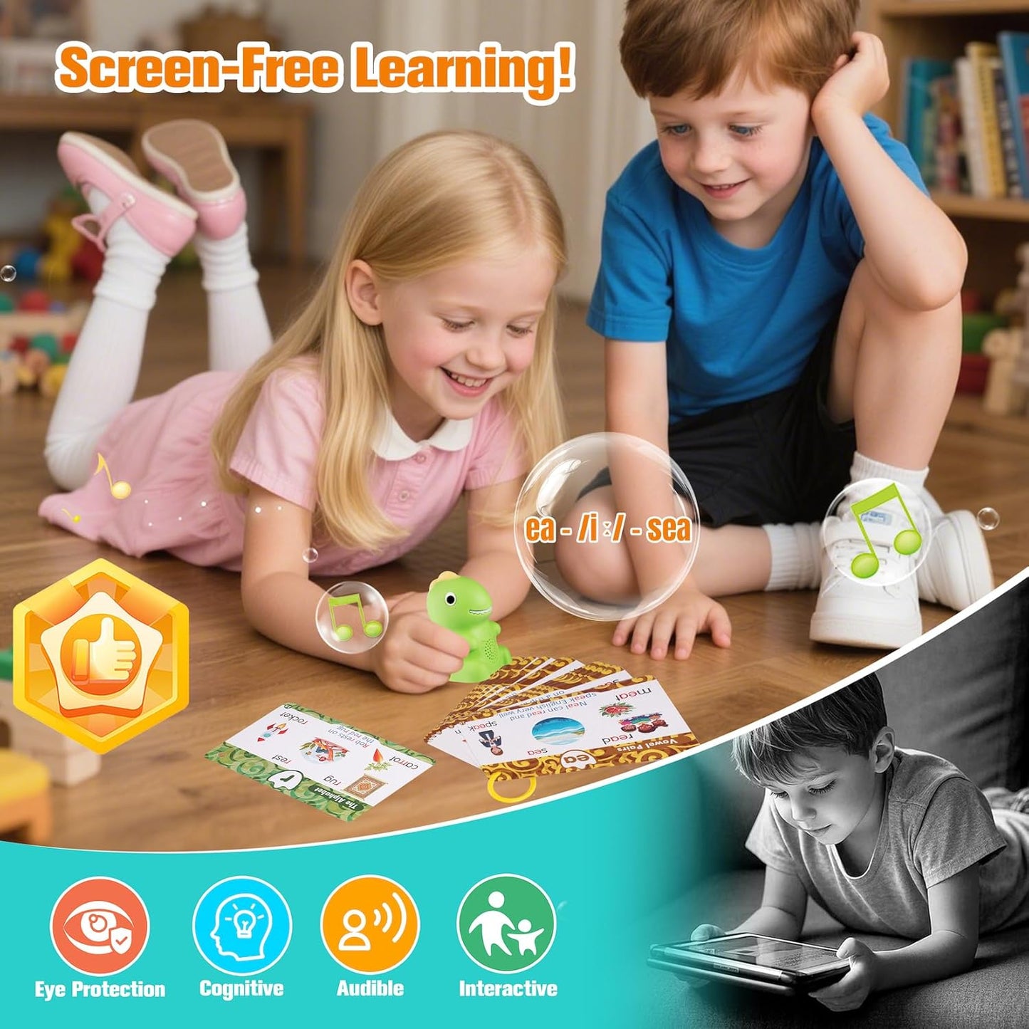 Trains preschoolers and kindergarteners to read independently — no screen time required